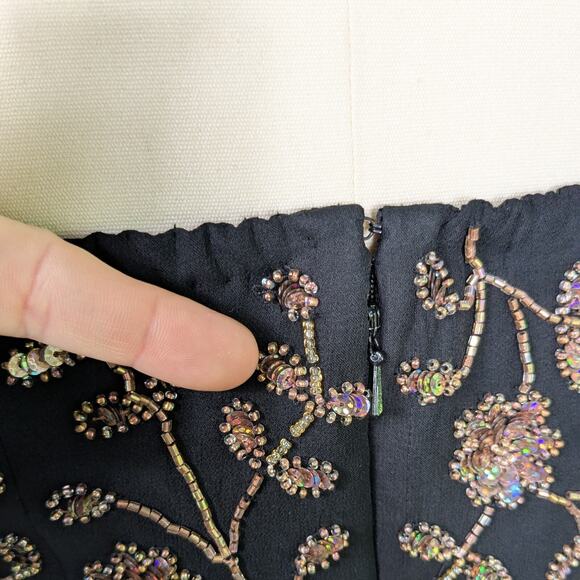 Vintage Sean Collection Midi Maxi Dress L Black Copper Fairy Y2K Prom Asymmetric - Picture 12 of 13